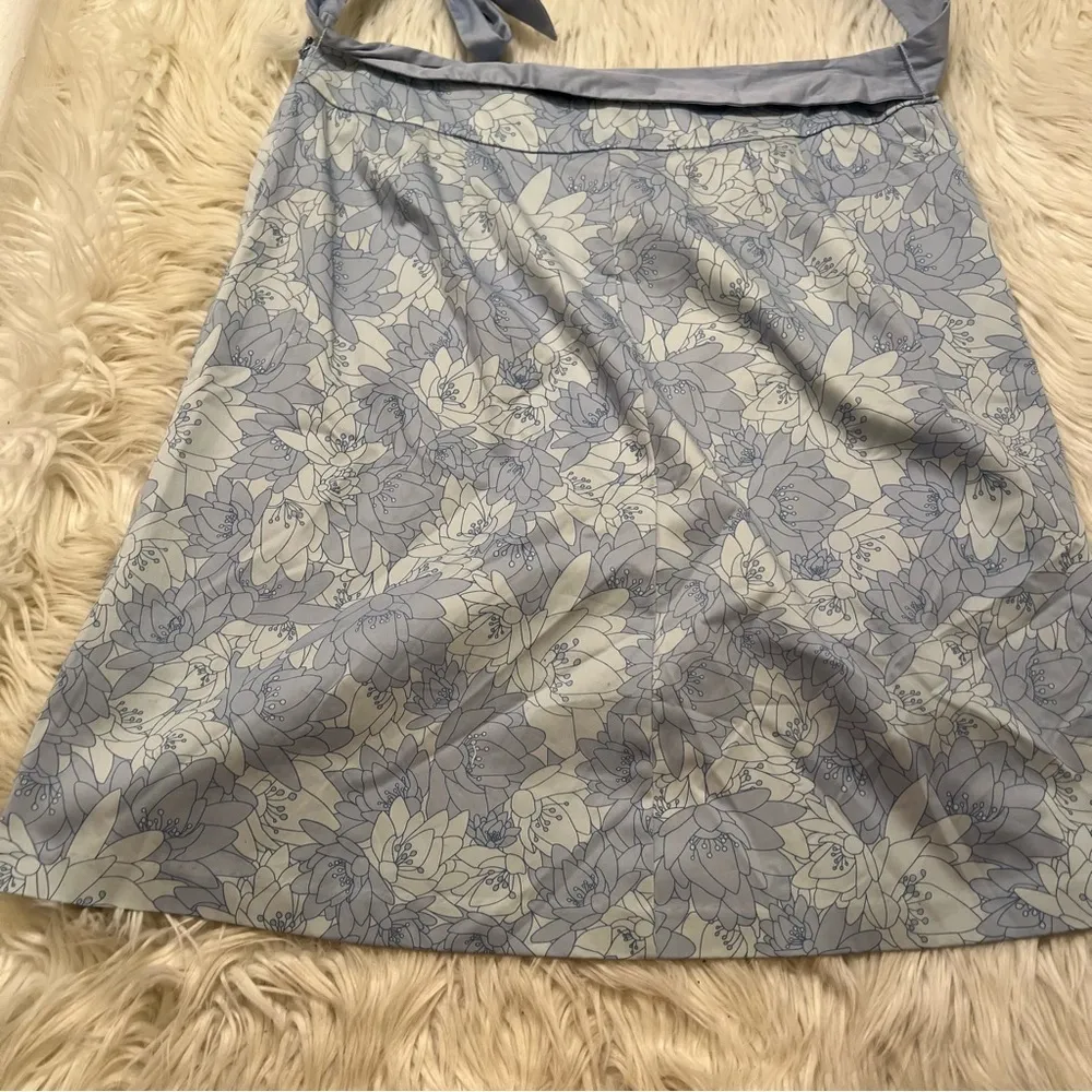 Apostrophe Sateen A-Line Skirt Blue Fog Floral - Image 8