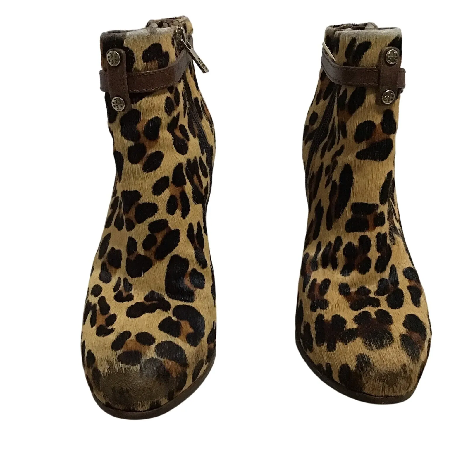 Tory Burch size 8 Laila leopard 50mm booties/printed calf hair #42164 Flaw‎ READ - Image 2