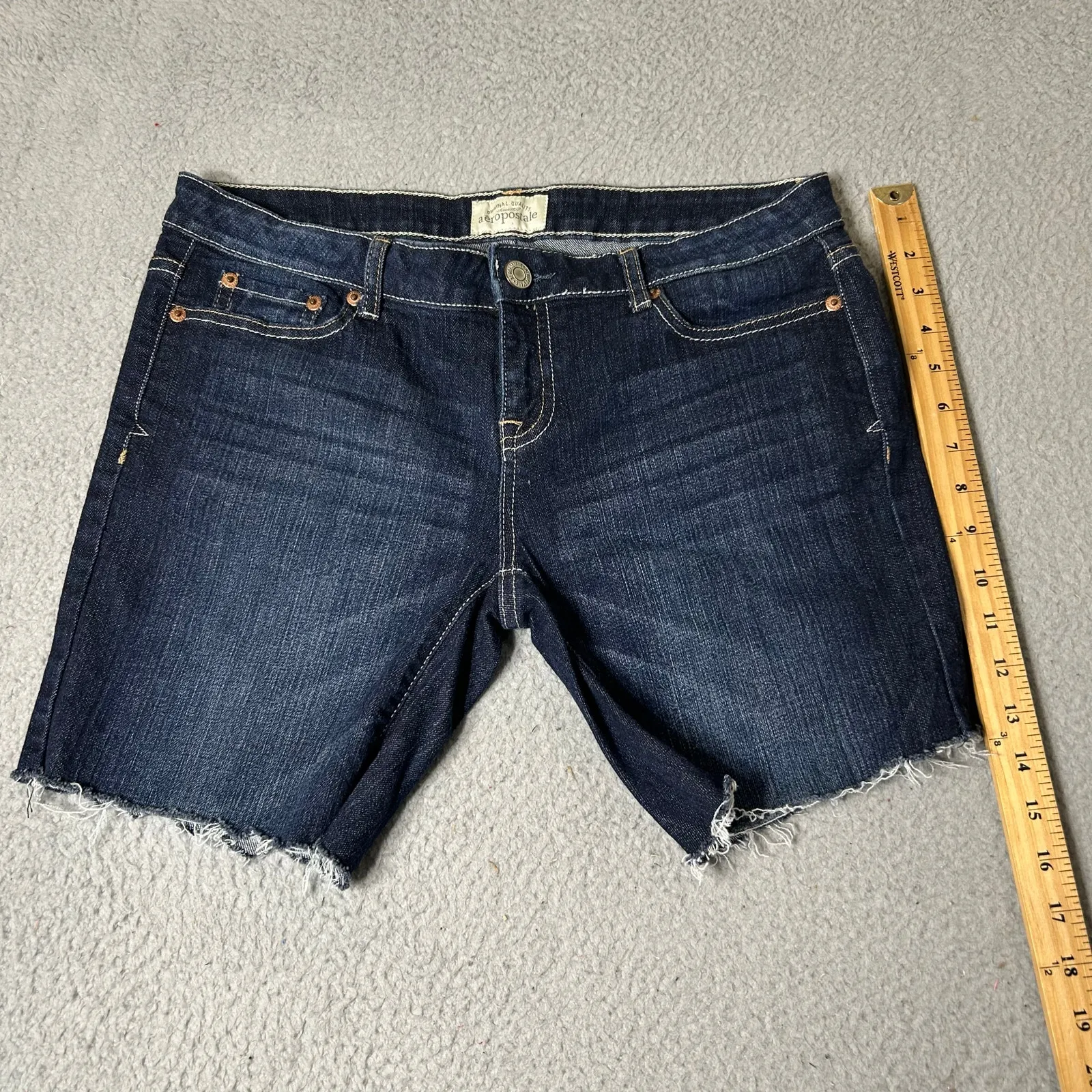 Aeropostale Denim Shorts Womens 9/10 Blue Mid Rise Cutoff‎ Jean Shorts - Image 5