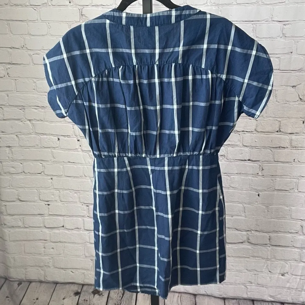Zara  Blue Plaid Checked Button Up Size XS - Image 4