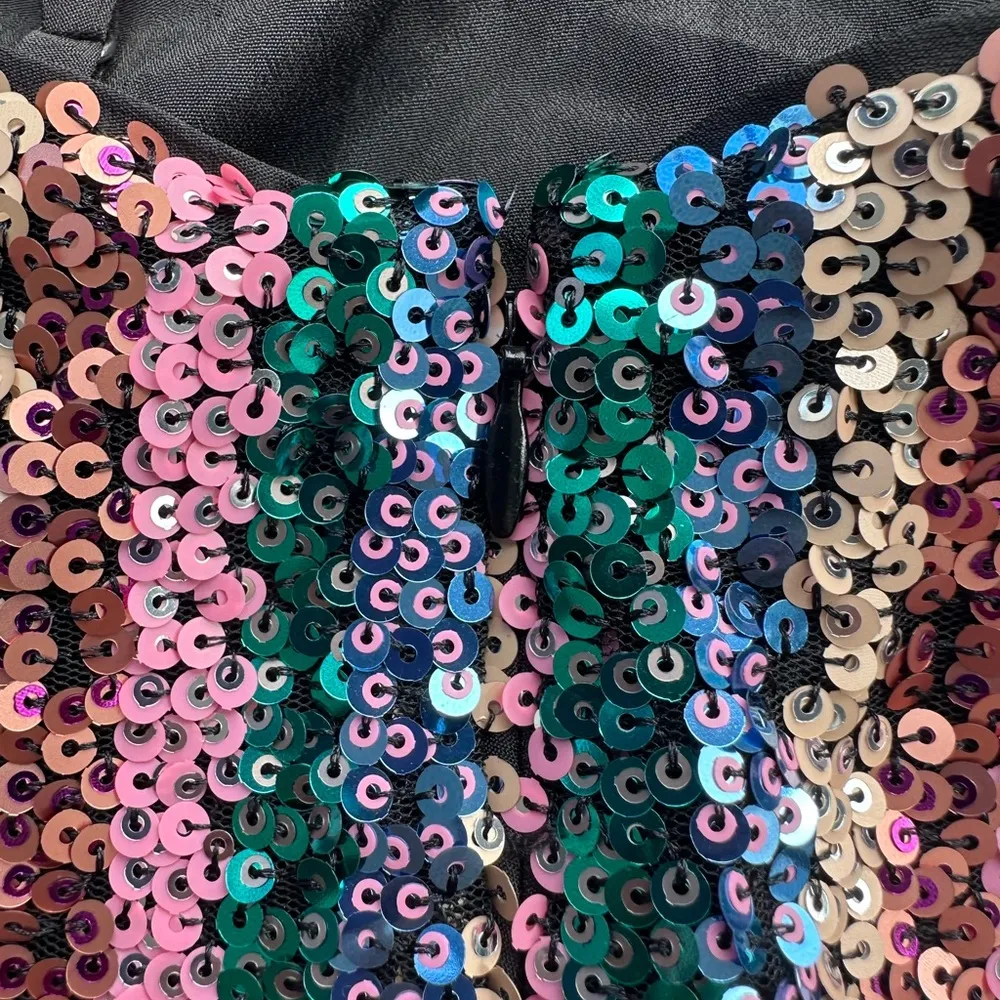 Lovers + Friends Sequin Double Spaghetti Strap Mini Dress Multicolor Size Large - Image 4