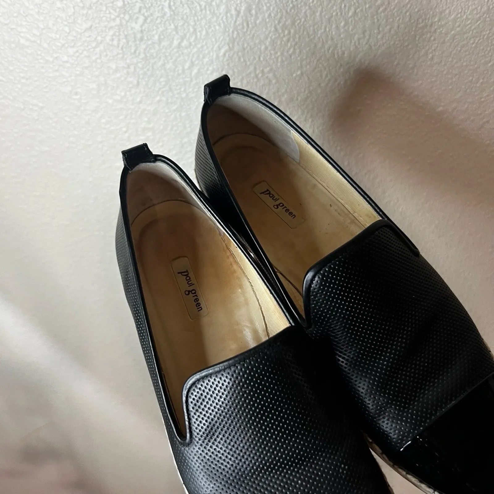 Paul Green Posh Black Perforated Cap Toe Espadrille Slip-On Loafers Flats US 9 - Image 4