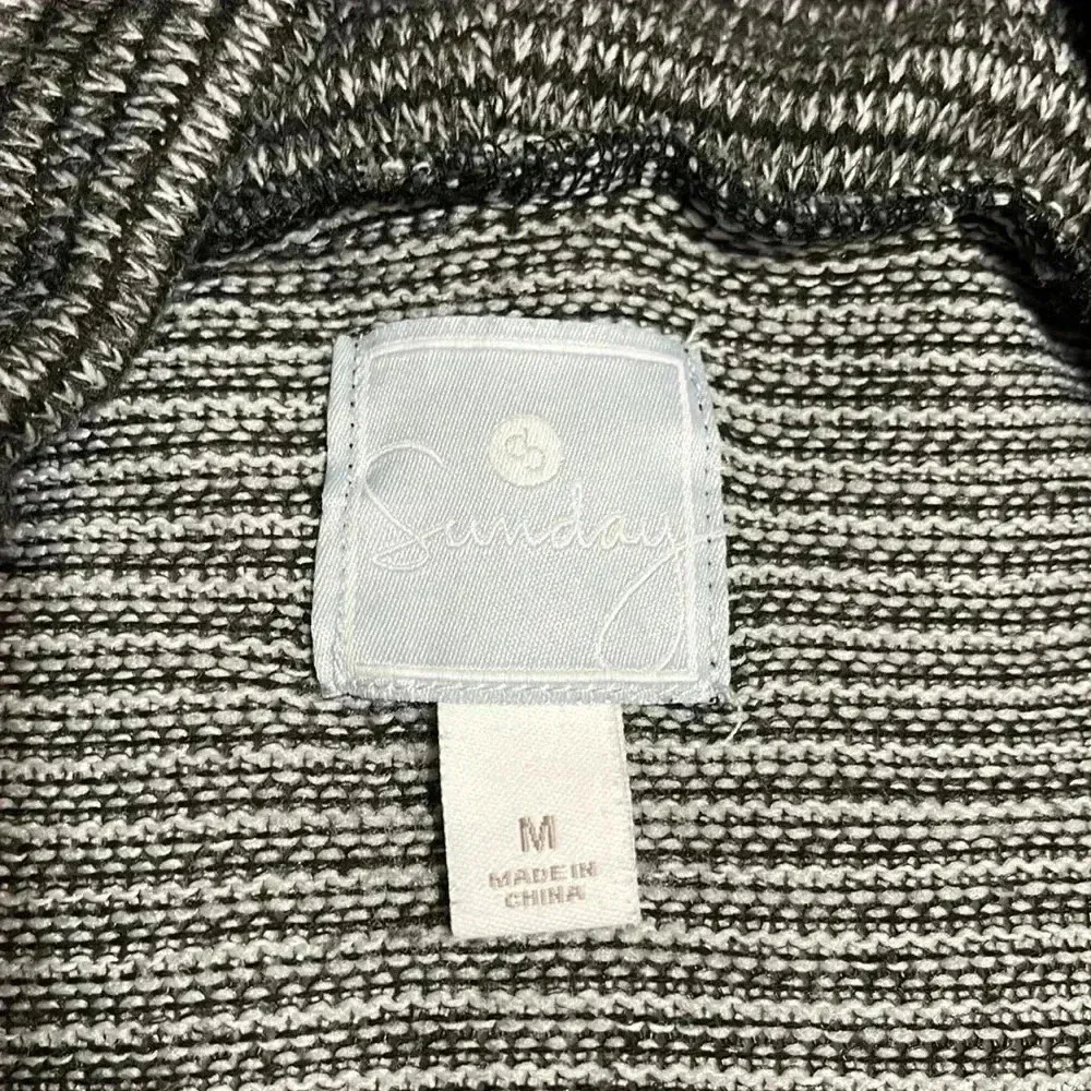 Sunday Boutique Collection Black and White Striped Knit Top Cowl Neck High Low - Image 4