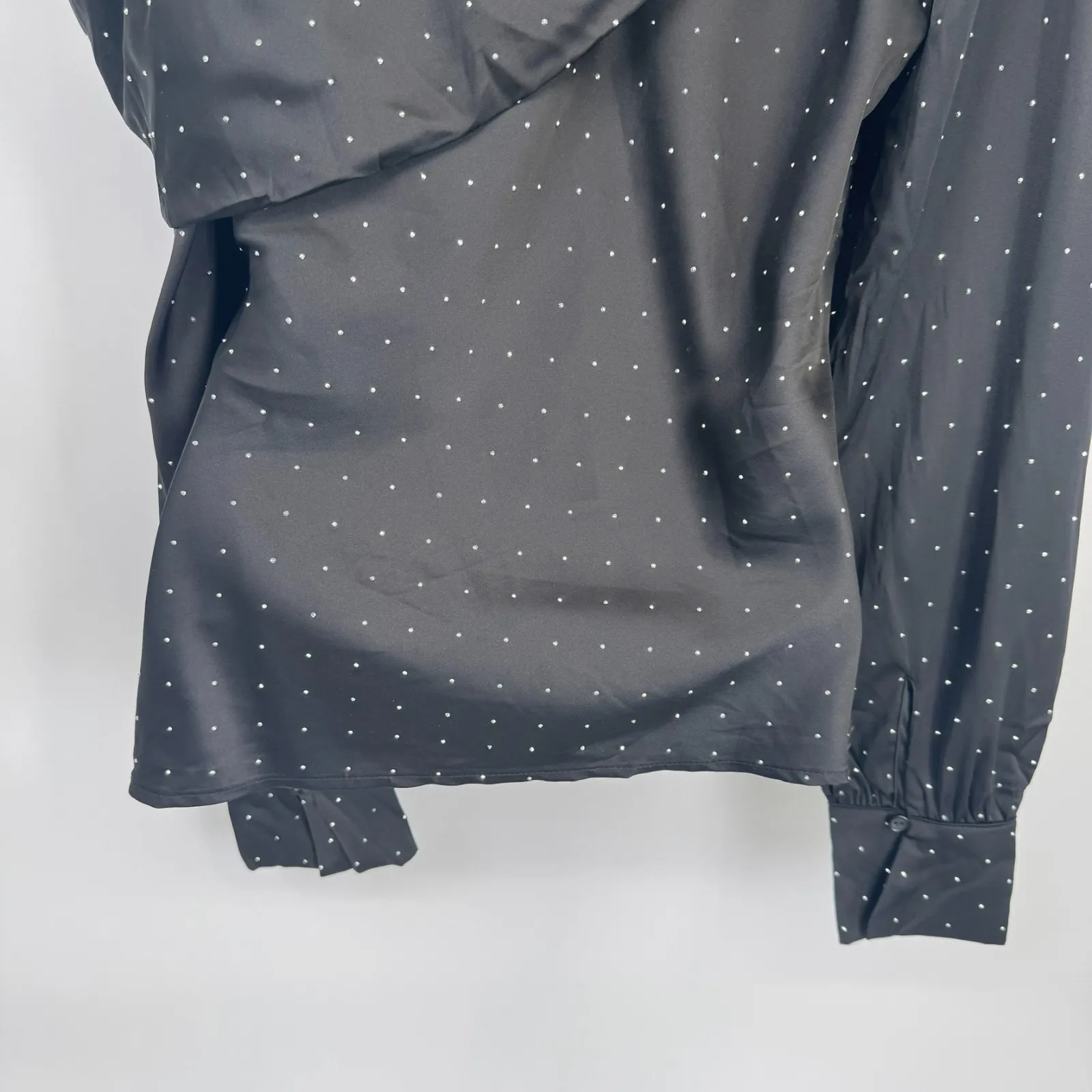 ASTR the Label Ellen One Shoulder Top size S Black Satin Rhinestone Festive NEW - Image 10