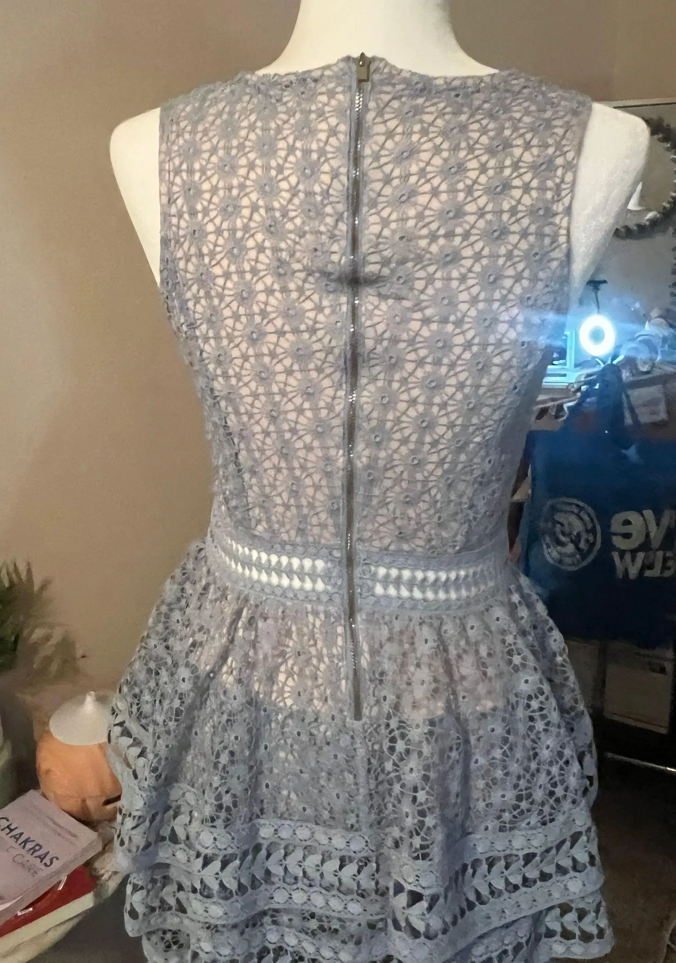 Baby Blue Ruffled Laced Dress - Image 4