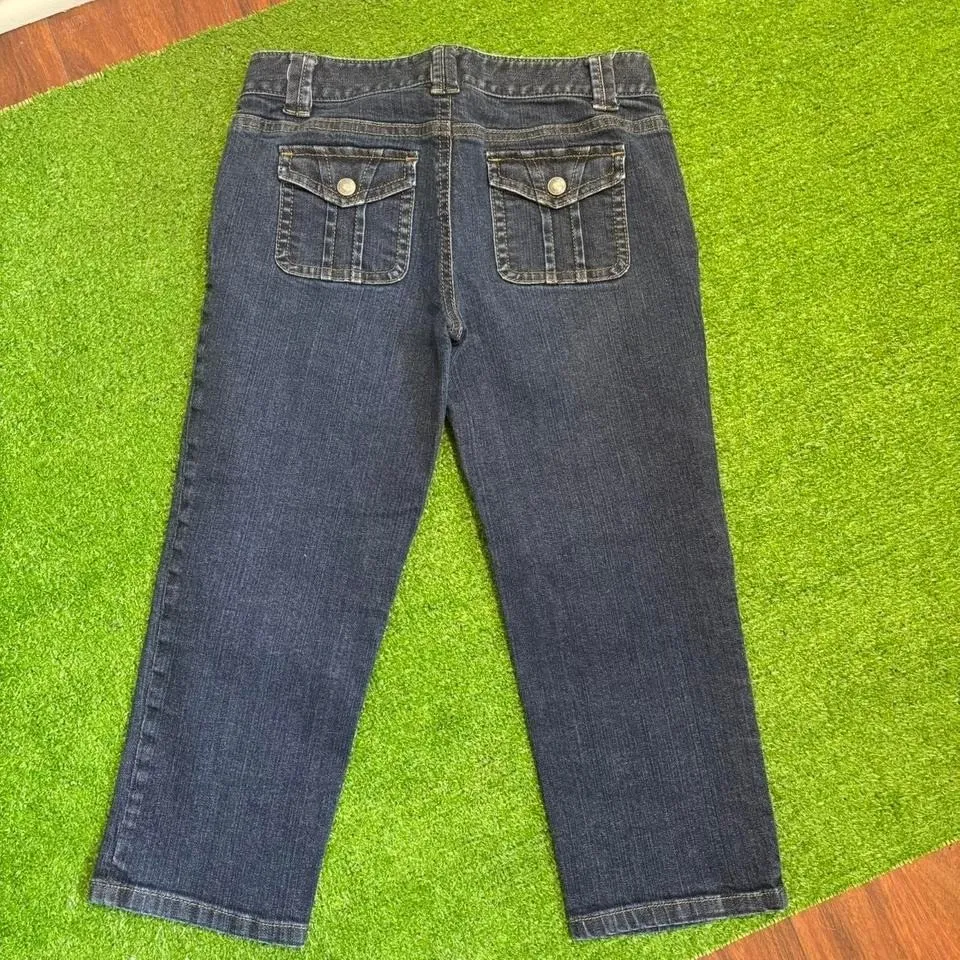 Ann Taylor Size 4 Y2K Modern Fit Lindsay Waist Denim Capri Low Rise Dark‎ Wash - Image 7