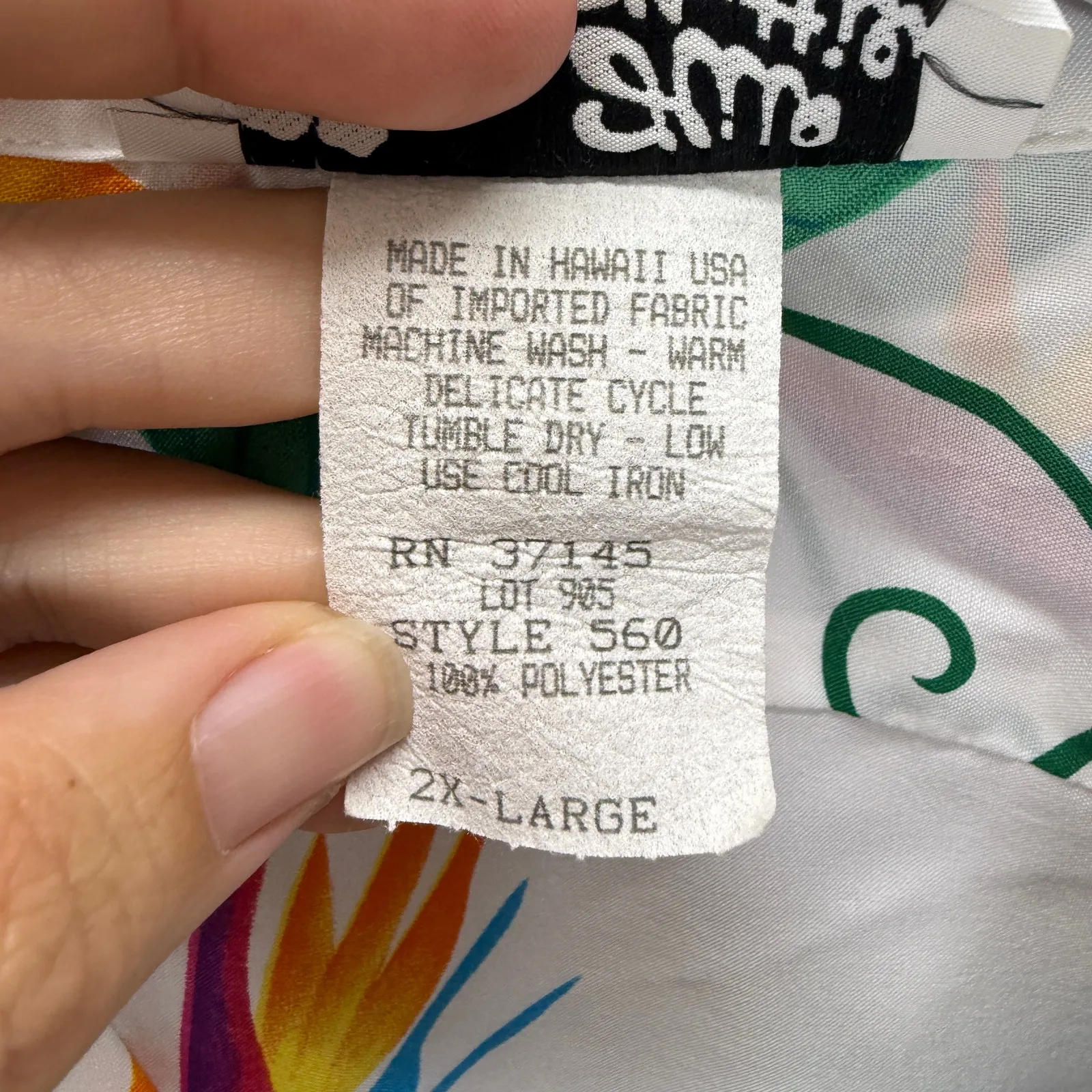 Vintage Hilo Hattie Short Sleeve Hawaiian Shirt Size 2XL White Tropical Floral Size L - Image 5