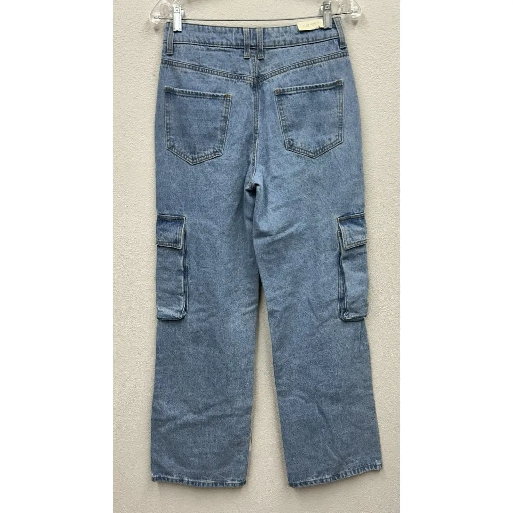 Ban jara High Rise Skater Wide-Leg Cargo Jeans 5/26 Boho Hippie Y2K Grunge Punk - Image 3