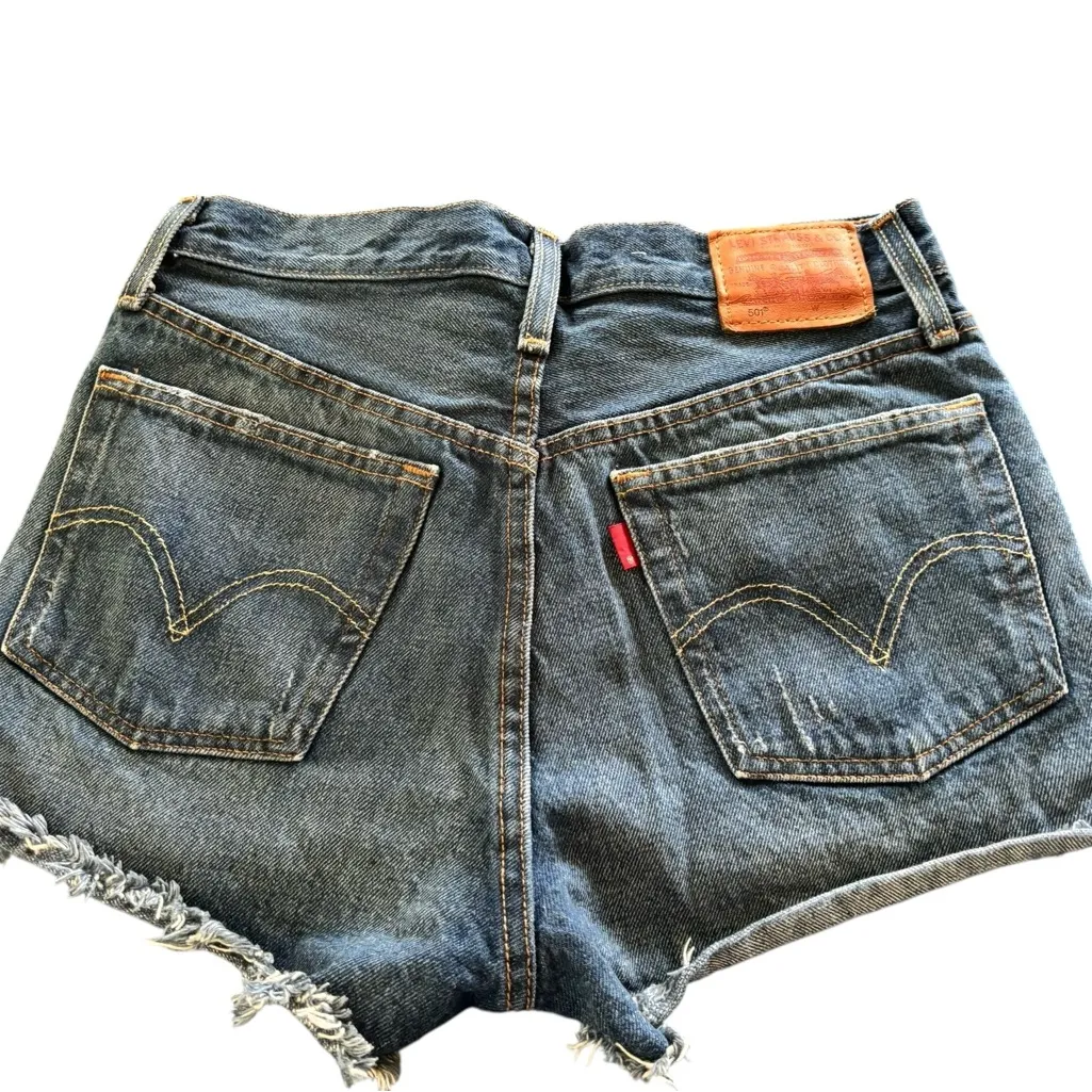 Levi’s 501 High Rise Button~Fly Denim Cut Off Jean Sz 26” Waist 100% Cotton Blue - Image 2