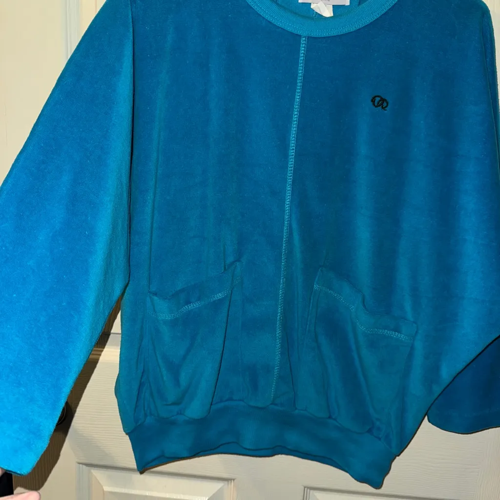 Oscar de la Renta‎ Teal Sweatshirt - Image 2