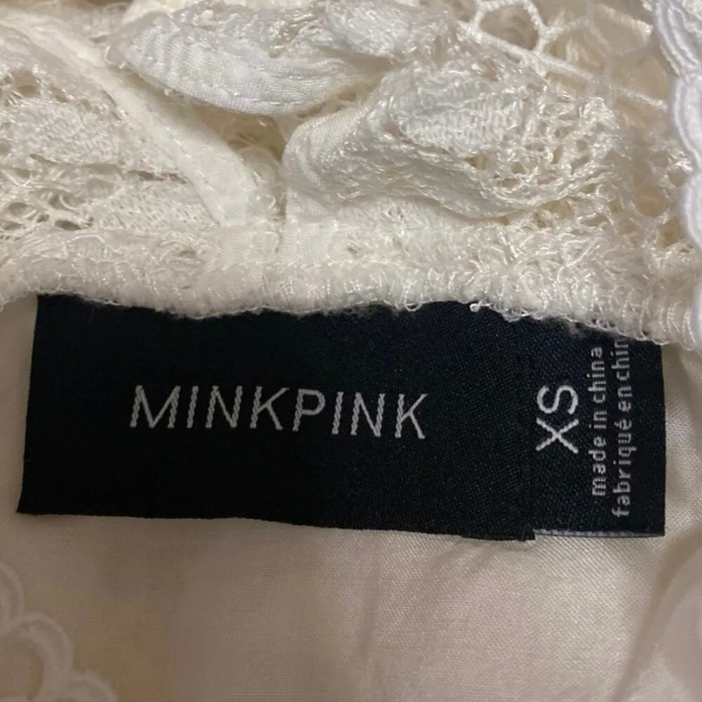 MinkPink Womens White Floral Lace Embroidered High Neck Mini Shift Dress Size XS - Image 4