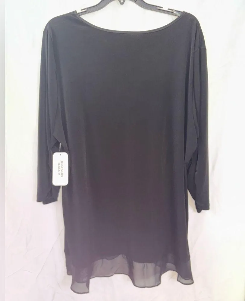 NWT Allison Daley Black Size 1X Elegant Women's Tunic - Image 6
