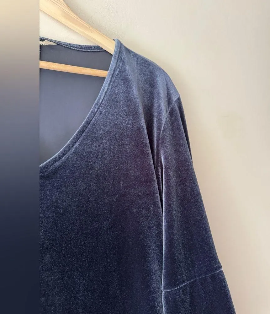 Madewell Deep Navy Velvet Balloon-Sleeve Dress - Image 4