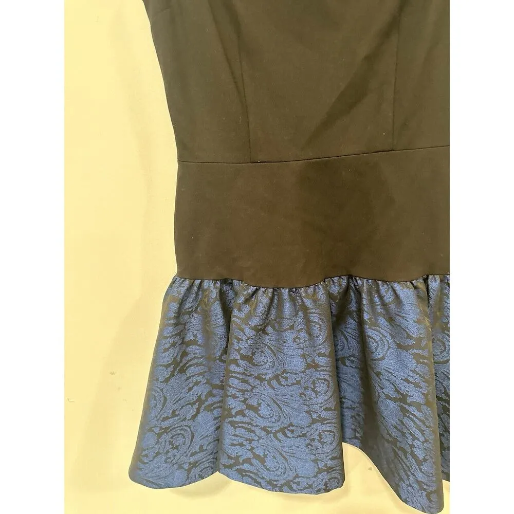 Anthropologie Erin Fetherston Dress Black Blue Mini Metallic Hepburn Small 1424 - Image 4