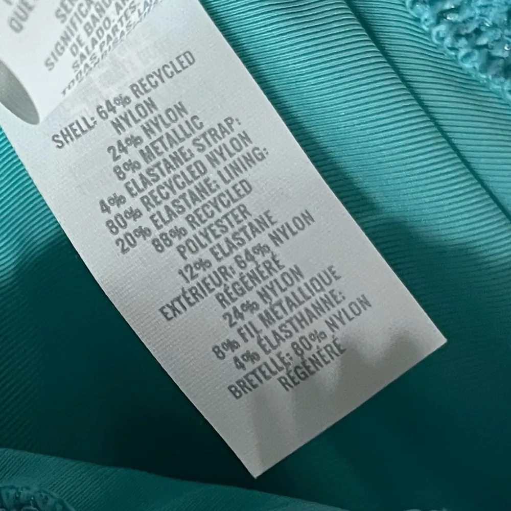 Aerie • NWT Shimmery Crinkle Lace Up Scoop Bikini Top “Springs” Turquoise Blue - Image 8