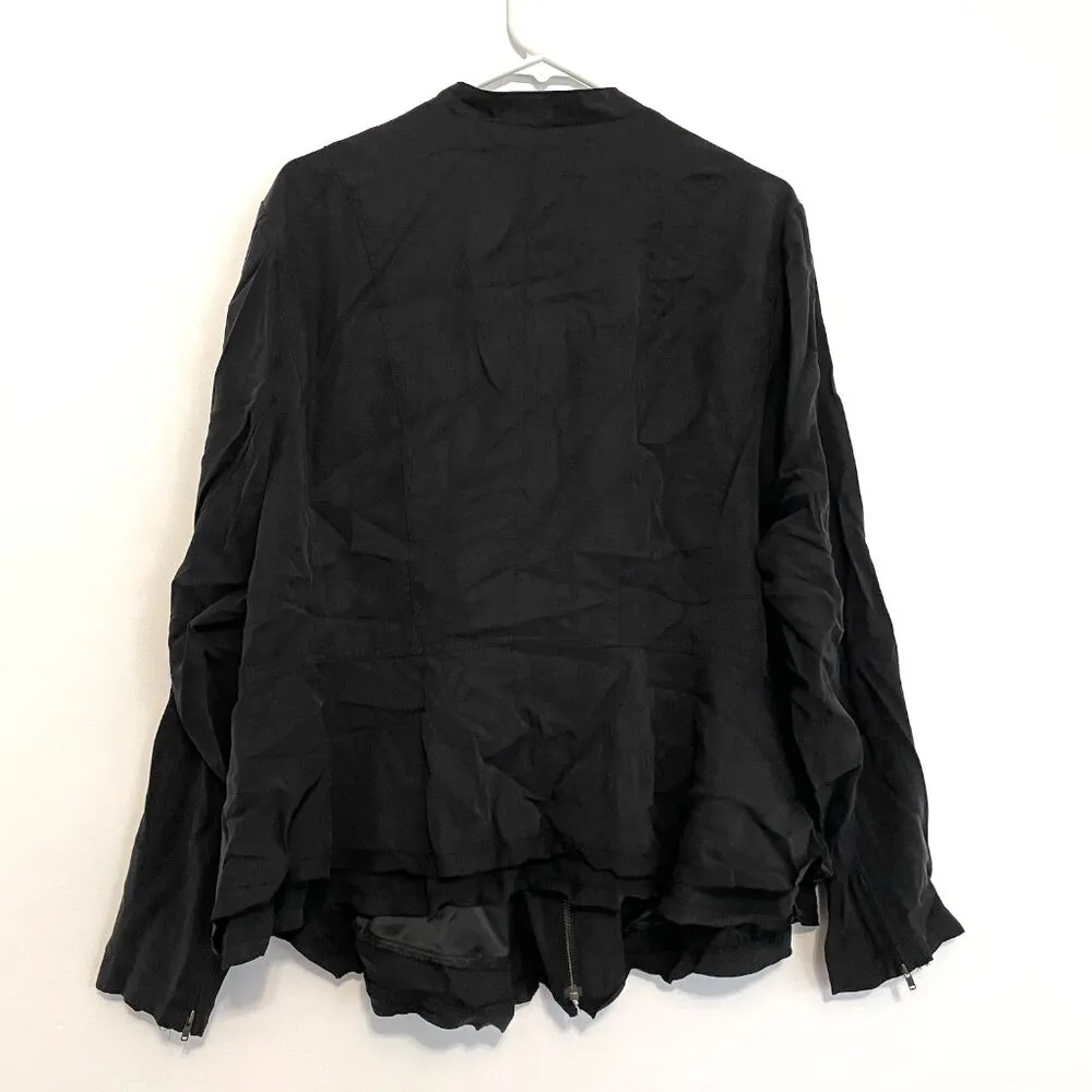TORRID 4 Plus Size Black Peplum Jacket Solid Black Full Zip Lightweight Spring - Image 12