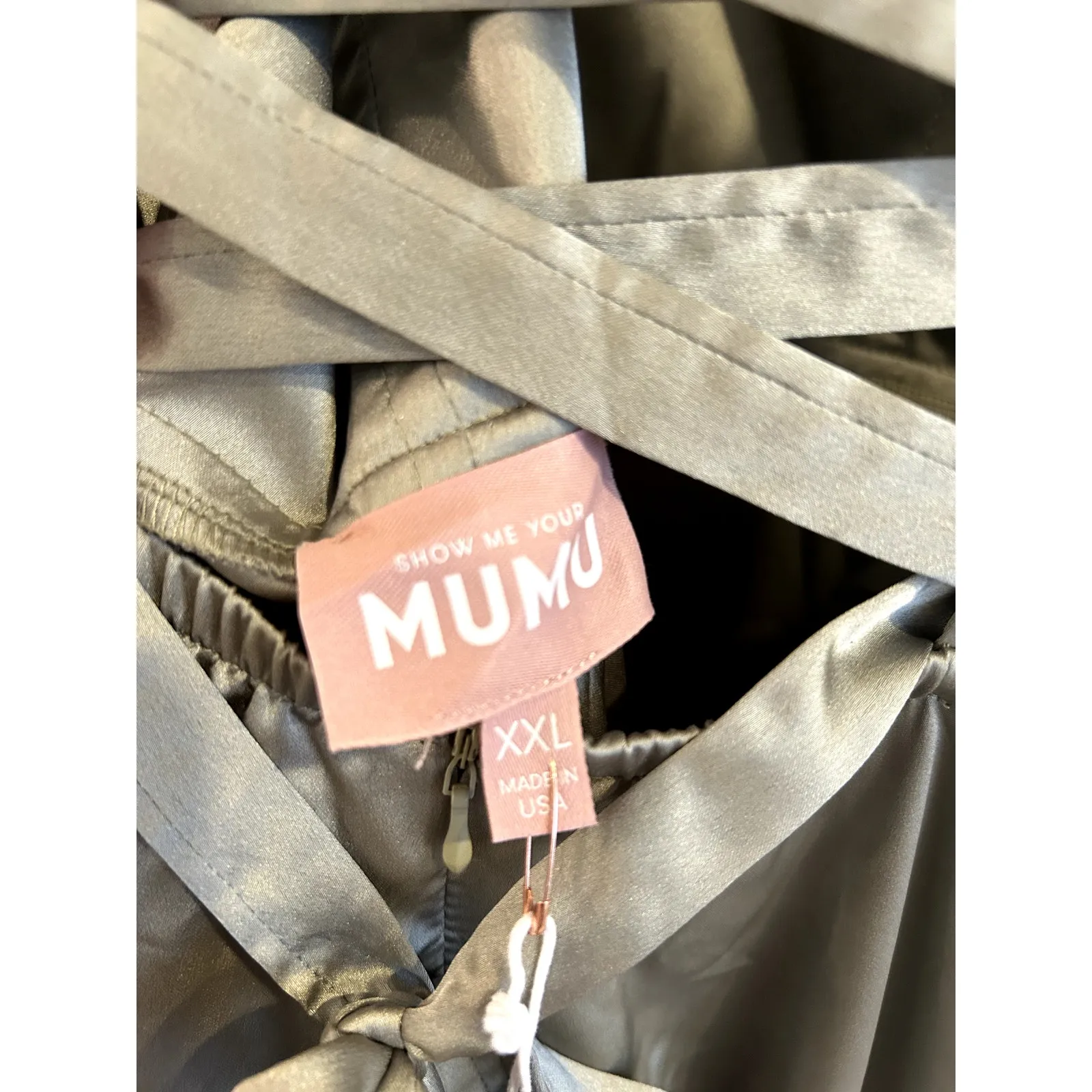 Show Me Your Mumu Clarissa Corset Dress in Moss Green Luxe Satin XXL NWT - Image 5