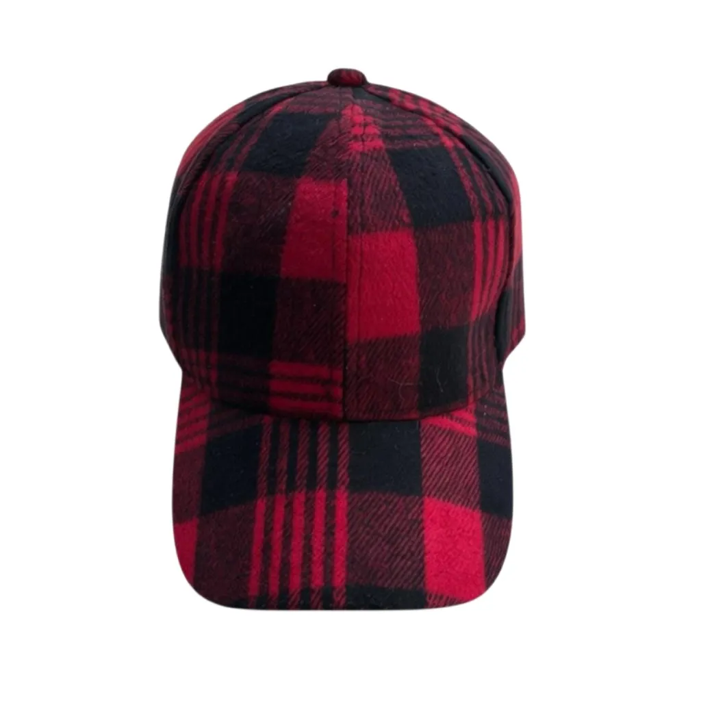 Red and Black Plaid Cap - Image 2