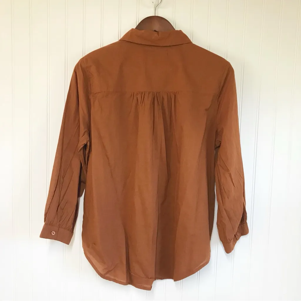 Michael Stars  Robyn Button Down Shirt Rust Orange Rustique Medium Fall Western - Image 3