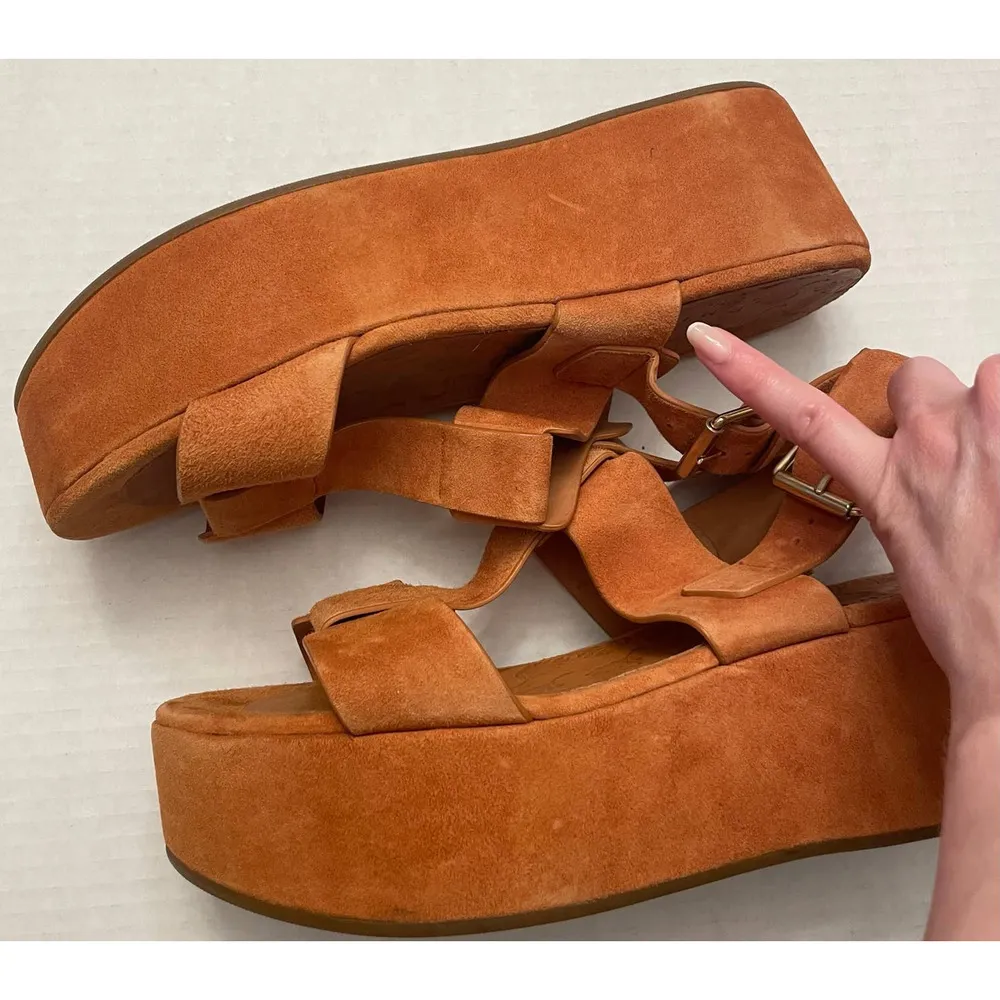 Chie Mihara Suede Platform Sandal Slingback Shoe Chestnut NWT Boho Size 9 - Image 8