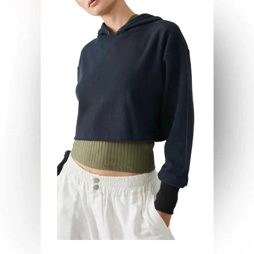 Free People Women's Half Time Reflective Logo Hoodie L Black Size L - Image 3