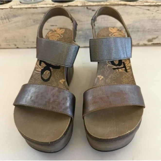 OTBT Bushnell Wedge Sandal Shoes Womens Size 7.5 Brown Gray Platform Comfort - Image 2