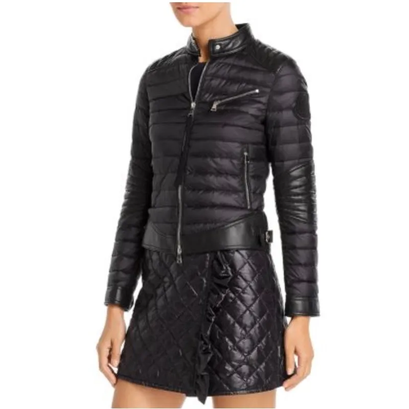 Moncler Citrouille Leather & Down Moto Jacket Size 00 (US XXS) - Image 3