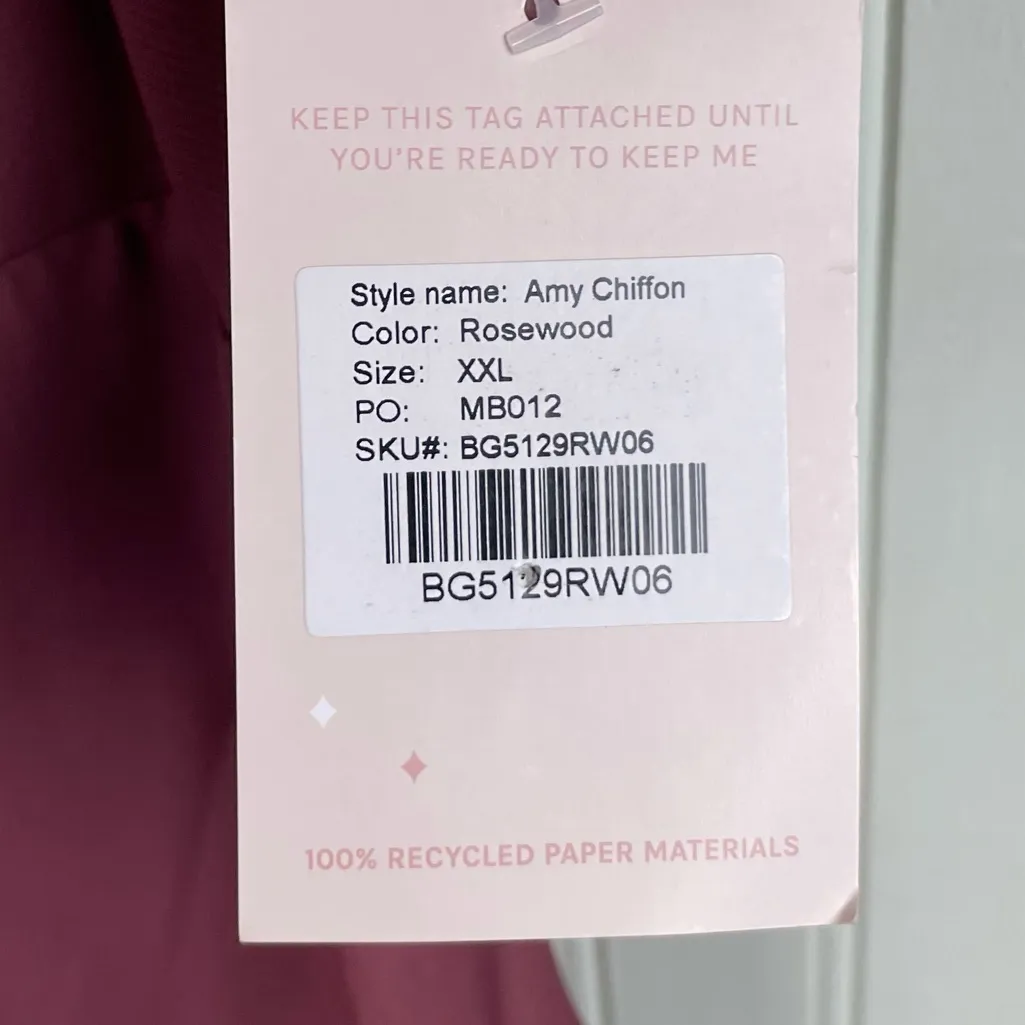 NEW Birdy Grey Amy Dress Chiffon Rosewood Womens Size XXL Long Length Bridesmaid - Image 9