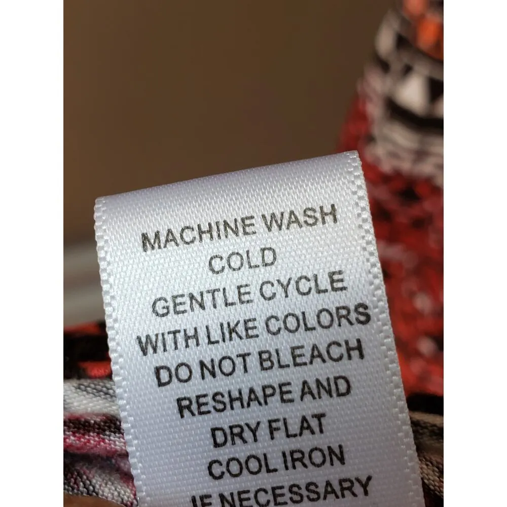 Spense Long Maxi Dress Womens XL Multi Geo Print Sleeveless Embroidered V Neck Red - Image 6