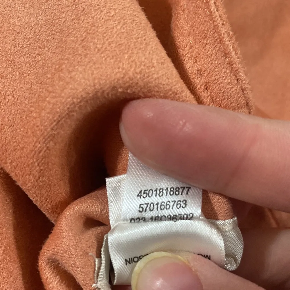 Chico’s peach faux suede perforated longline drape jacket size US 8 - Image 14