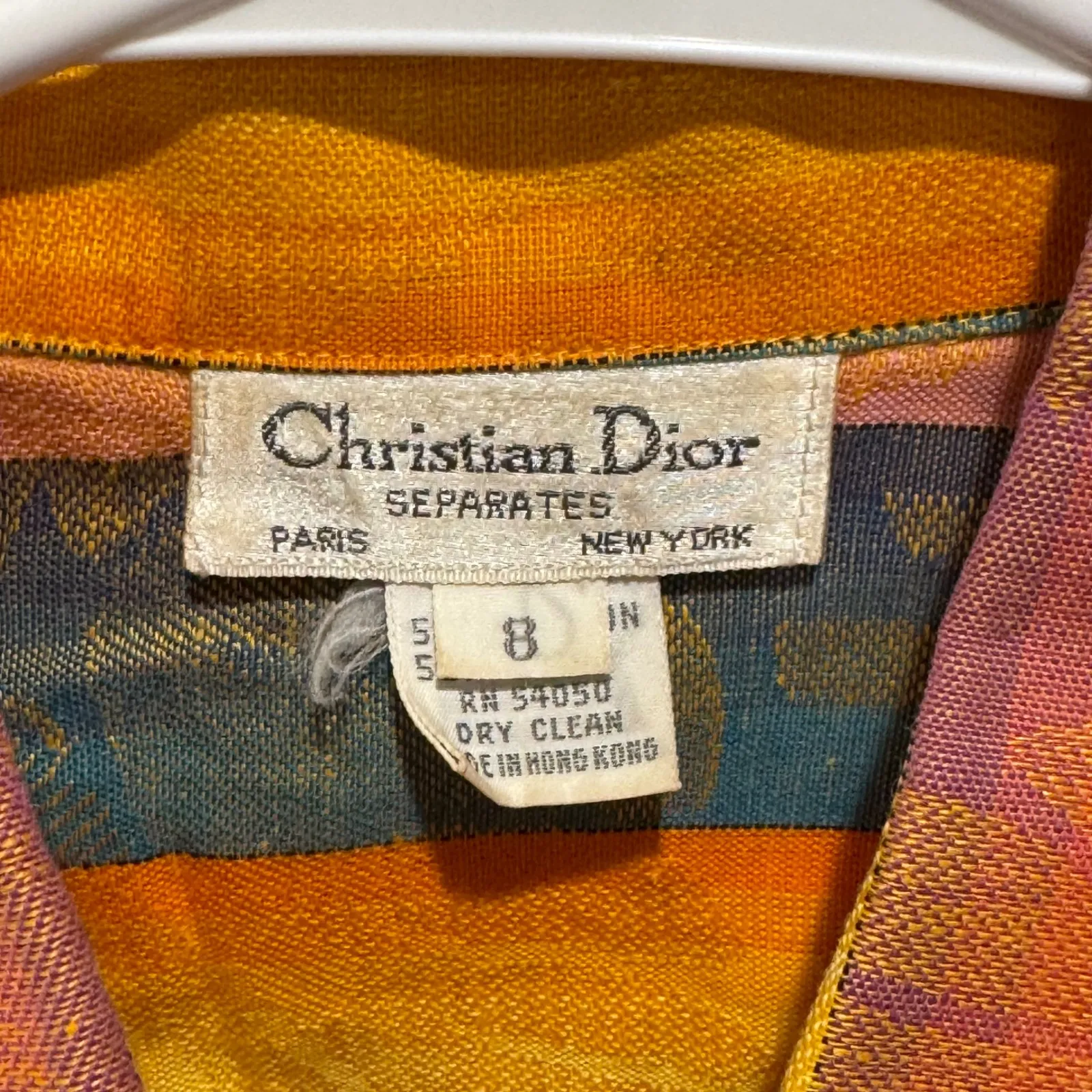 Christian Dior Paris New York Leaf Striped Multi-Color Button Down Shirt‎ Size 8 - Image 3