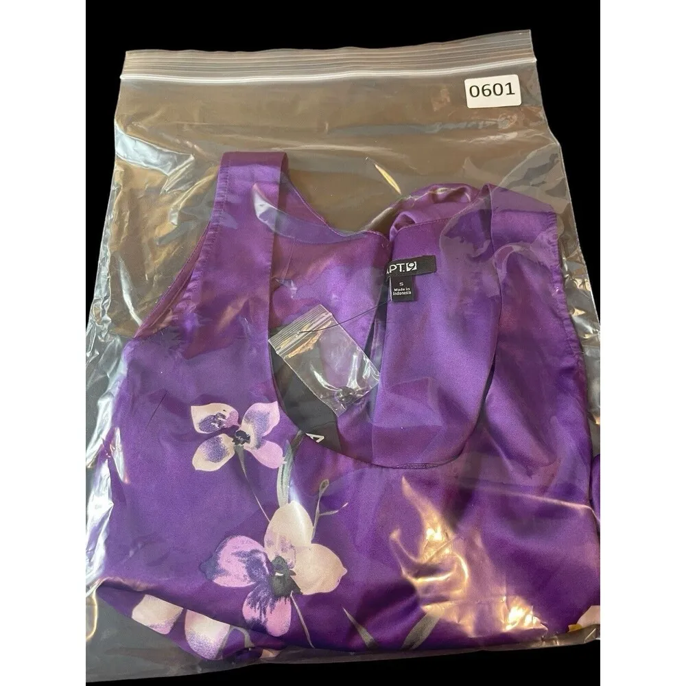 Apt 9 Deep Purple Floral Satin Feel Sleeveless Dressy S Top NWT - Image 12