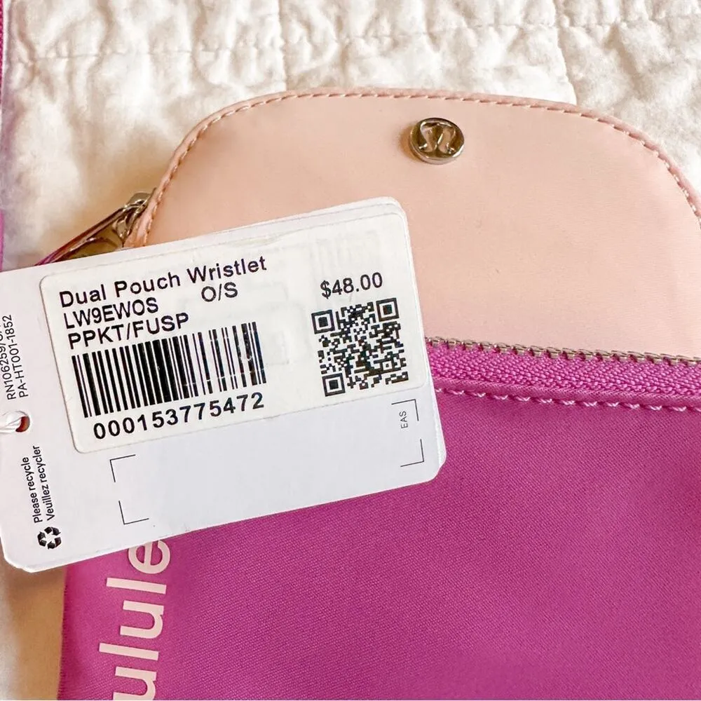 Lululemon Dual Pouch Wristlet Pink New Clippable - Image 2