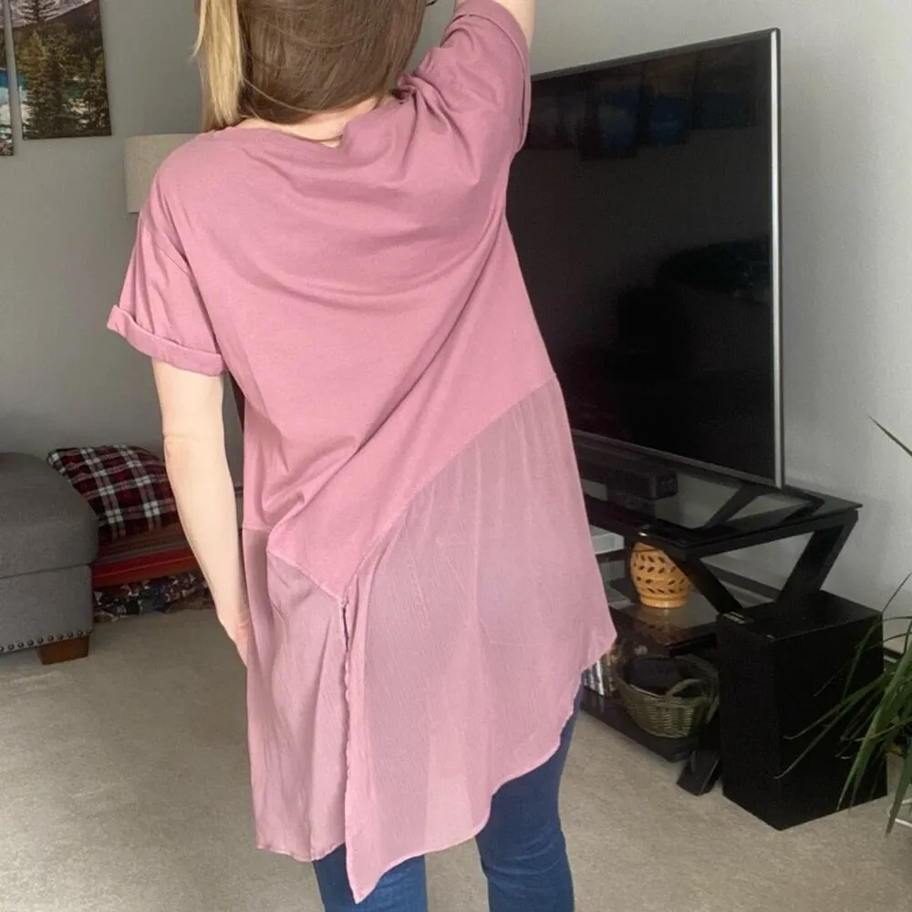 Anthropologie Akemi & Kin Embroidered Mauve Tunic Top - Image 7