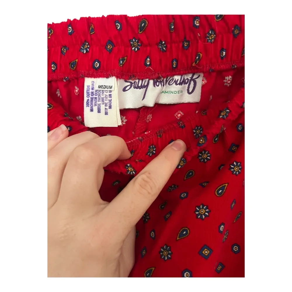 Vintage 1970's Cotton Maxi Skirt Sally Von Verlhof EUC Red Size M - Image 4