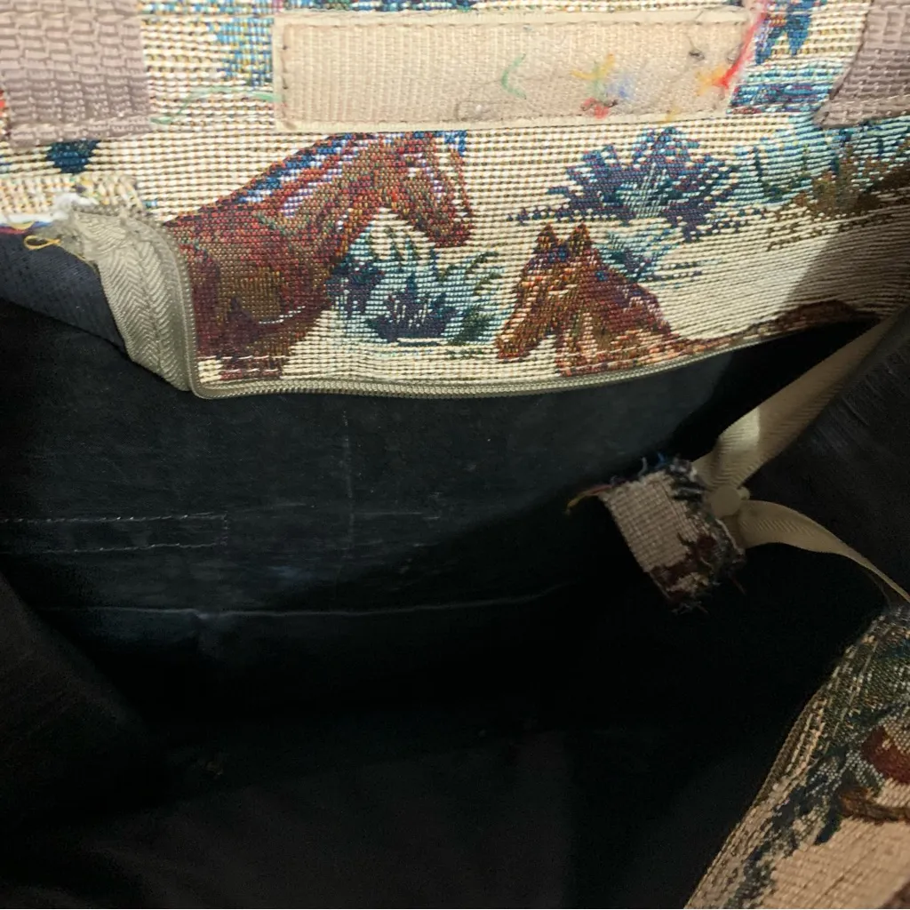 Jade Horse Print Tapestry Rolling Tote Bag Expandable Luggage Bag Folding Wheels Brown - Image 8