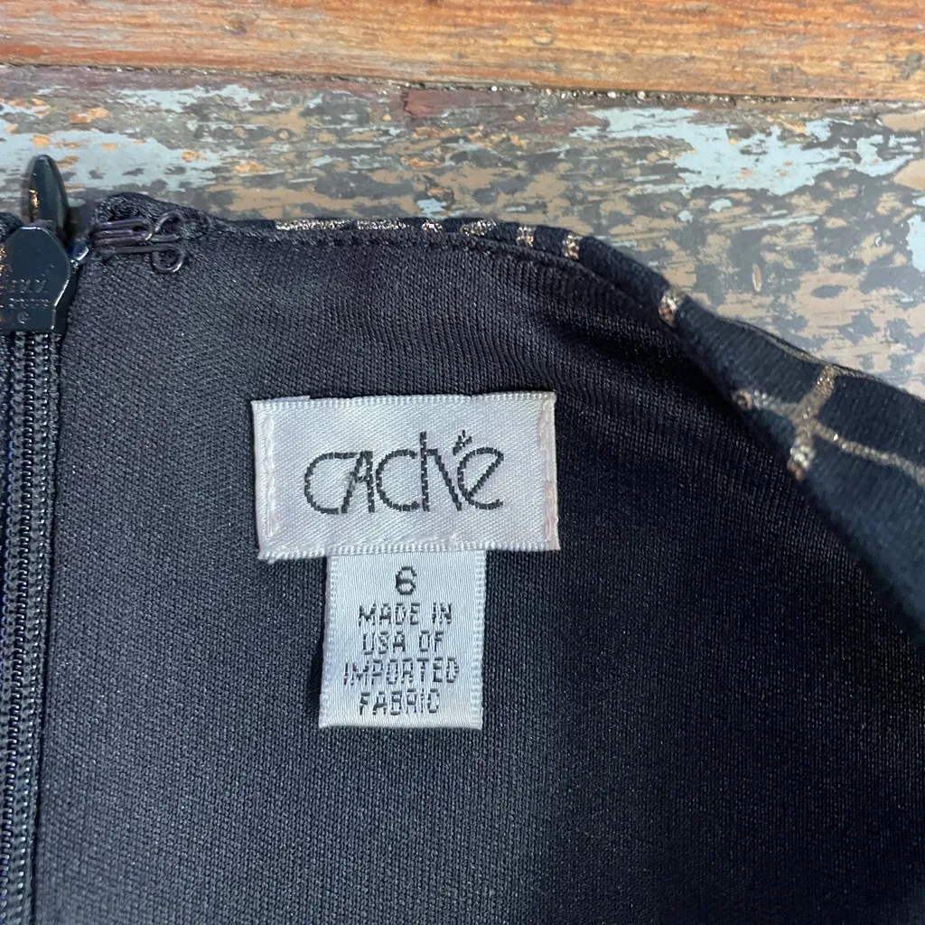 Vintage Cache Gold Metallic Sleeveless Boat Neck Belted Sheath Dress - Sz 6 🧡🎀 - Image 11