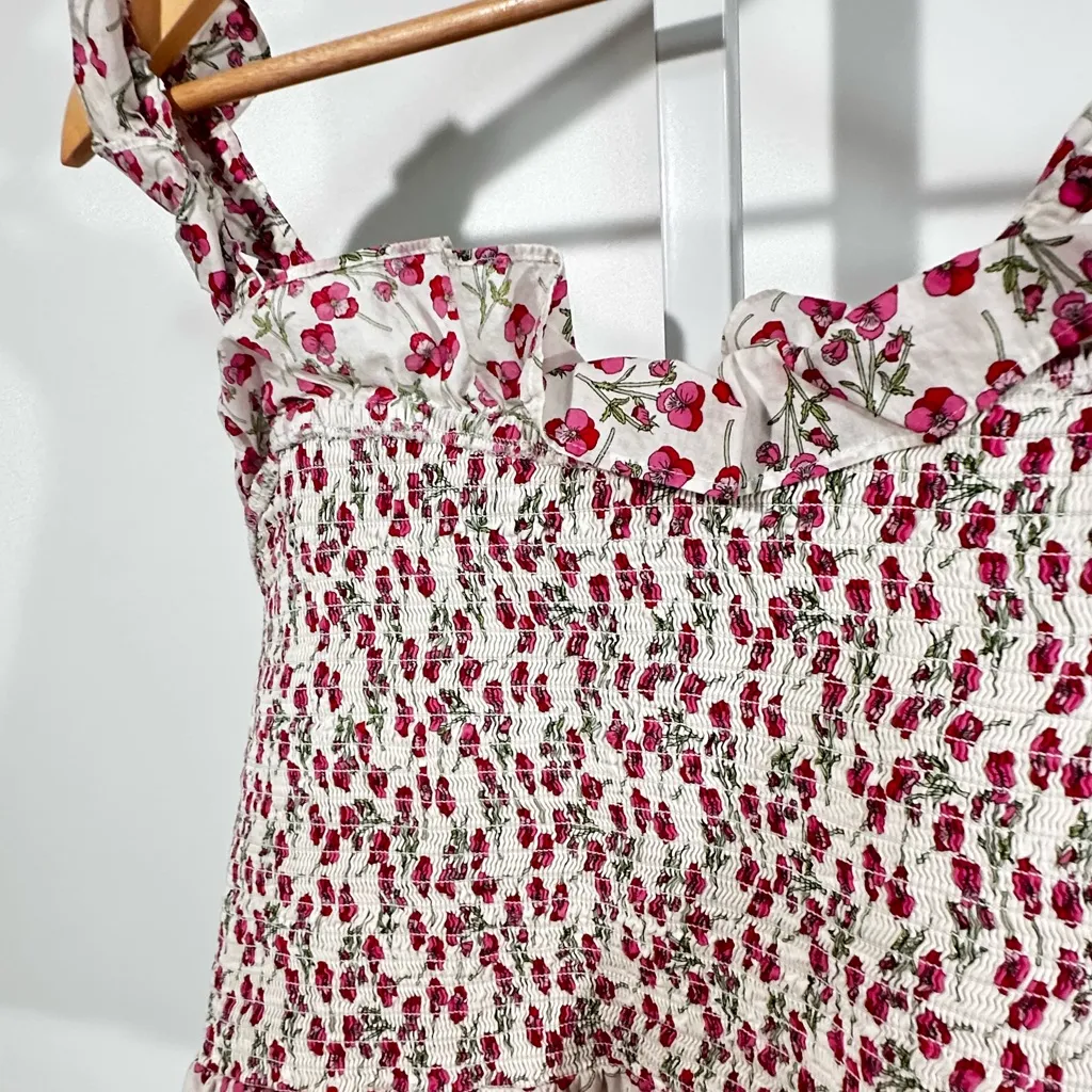 J.Crew x Liberty London Floral Smocked Ruffle Tank Top (Size M) - Image 4