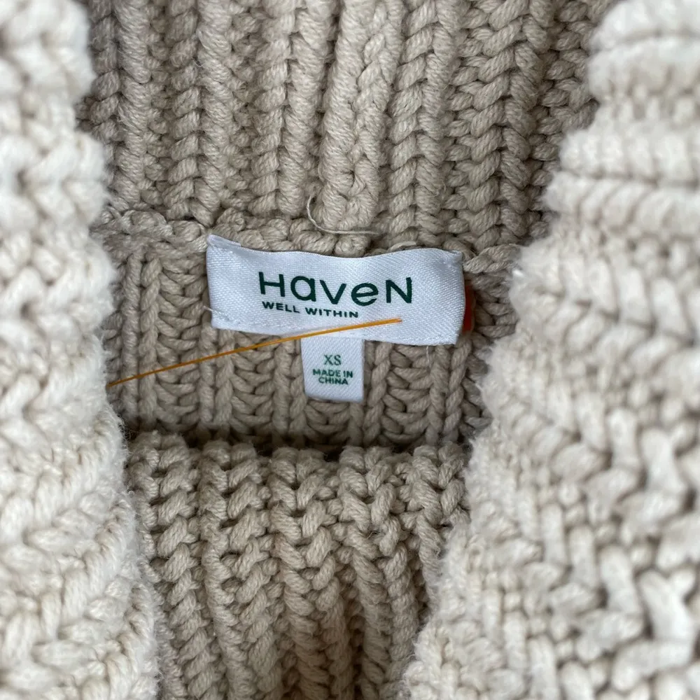 Haven Well Within Cream Chunky Knit Cowl Neck Sweater Size XS - Image 3