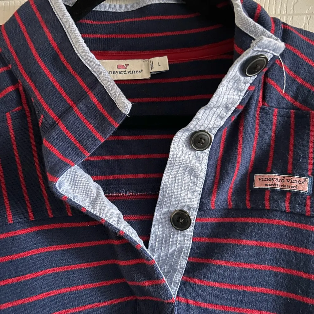 Vineyard Vines  Womens Navy Red Stripe‎ Pullover Size Large - Image 5