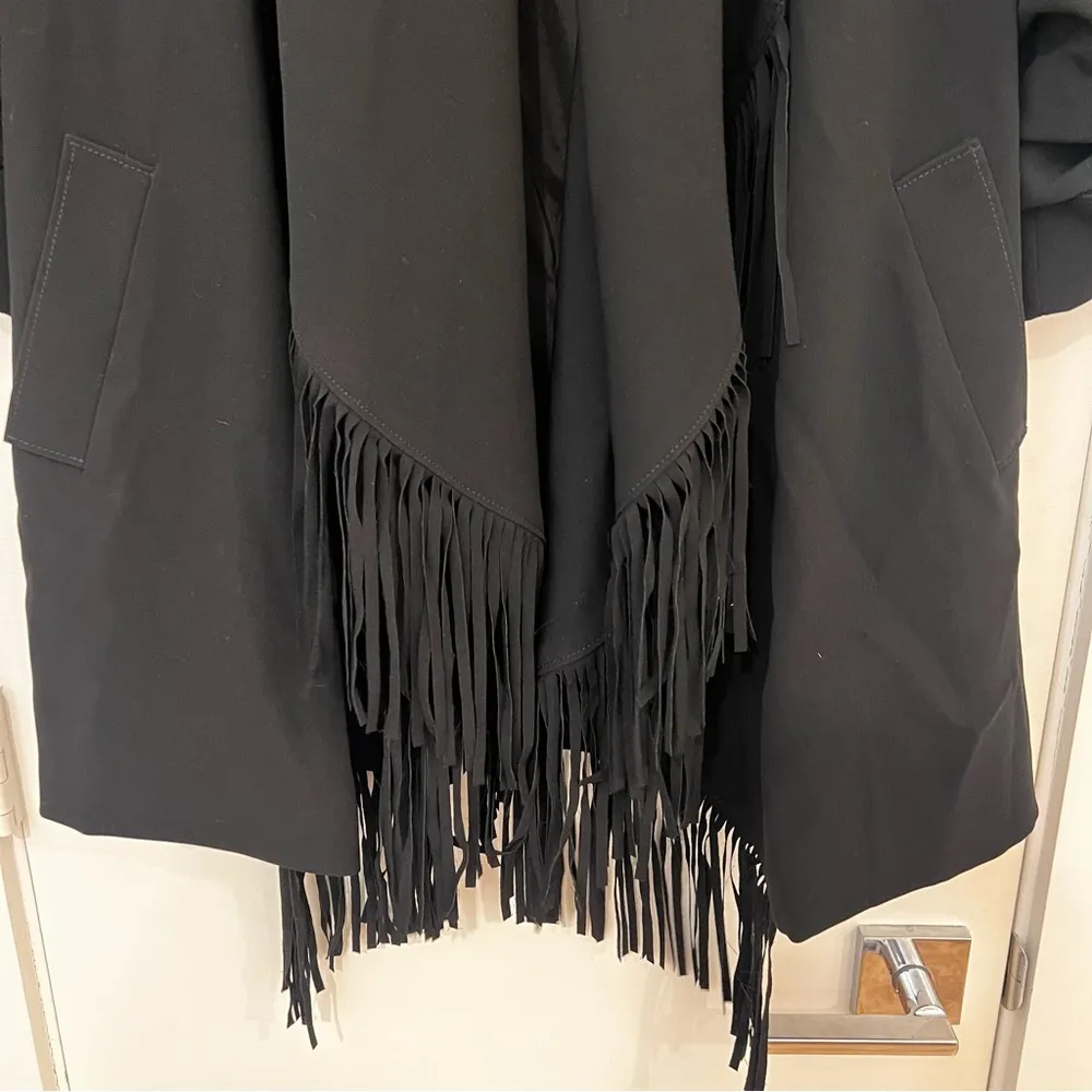 CINQ À SEPT Azura Fringe Crepe Jacket Black Oversized Size undefined - Image 8