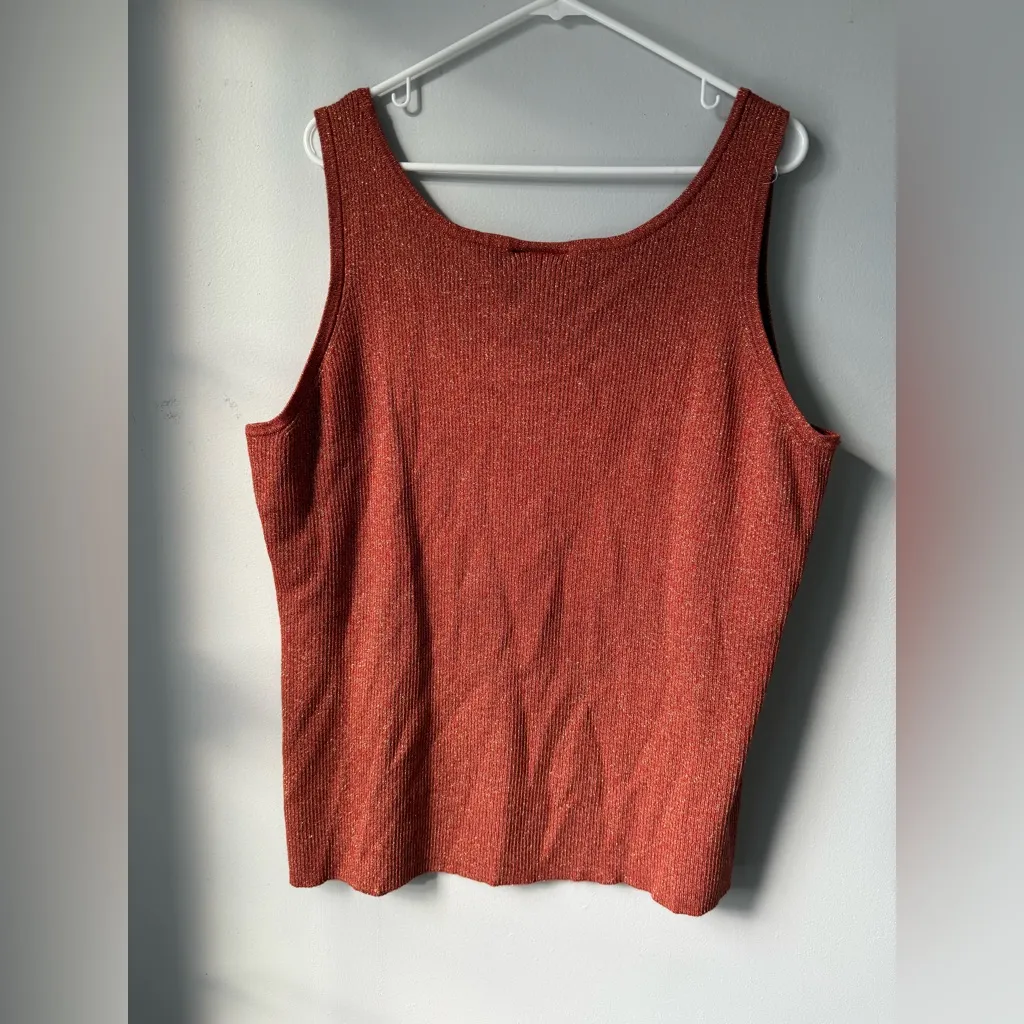 Lane Bryant Tank Top Ribbed Rust Orange Sparkly Holiday Tank Top Size 26 28 L - Image 6