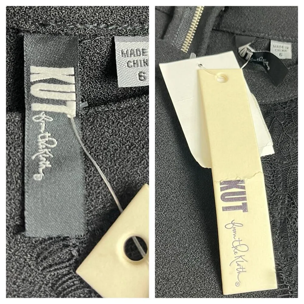 Kut from the Kloth New Shift Dress Knit Lace Trim Black Cream Women’s Size 6 - Image 13