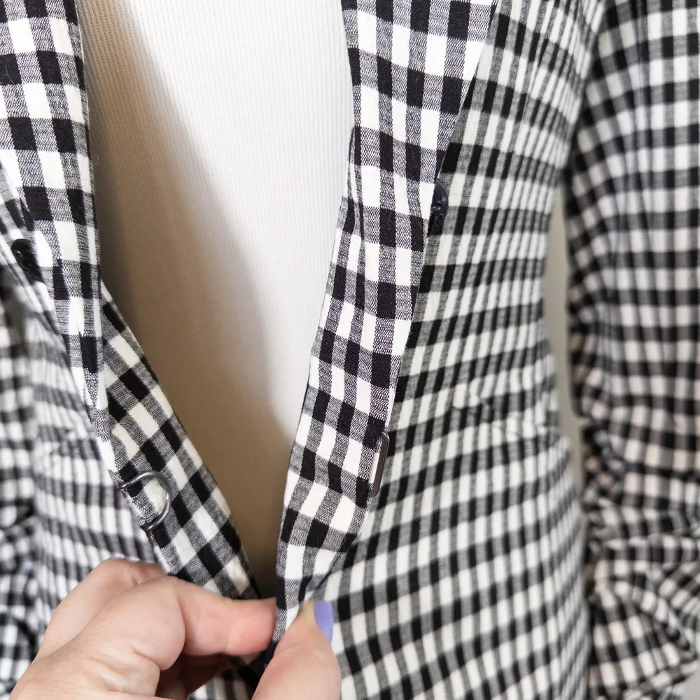 Veronica Beard NEW Caldwell Dickey Double Breasted Blazer Gingham Black White 6 - Image 9