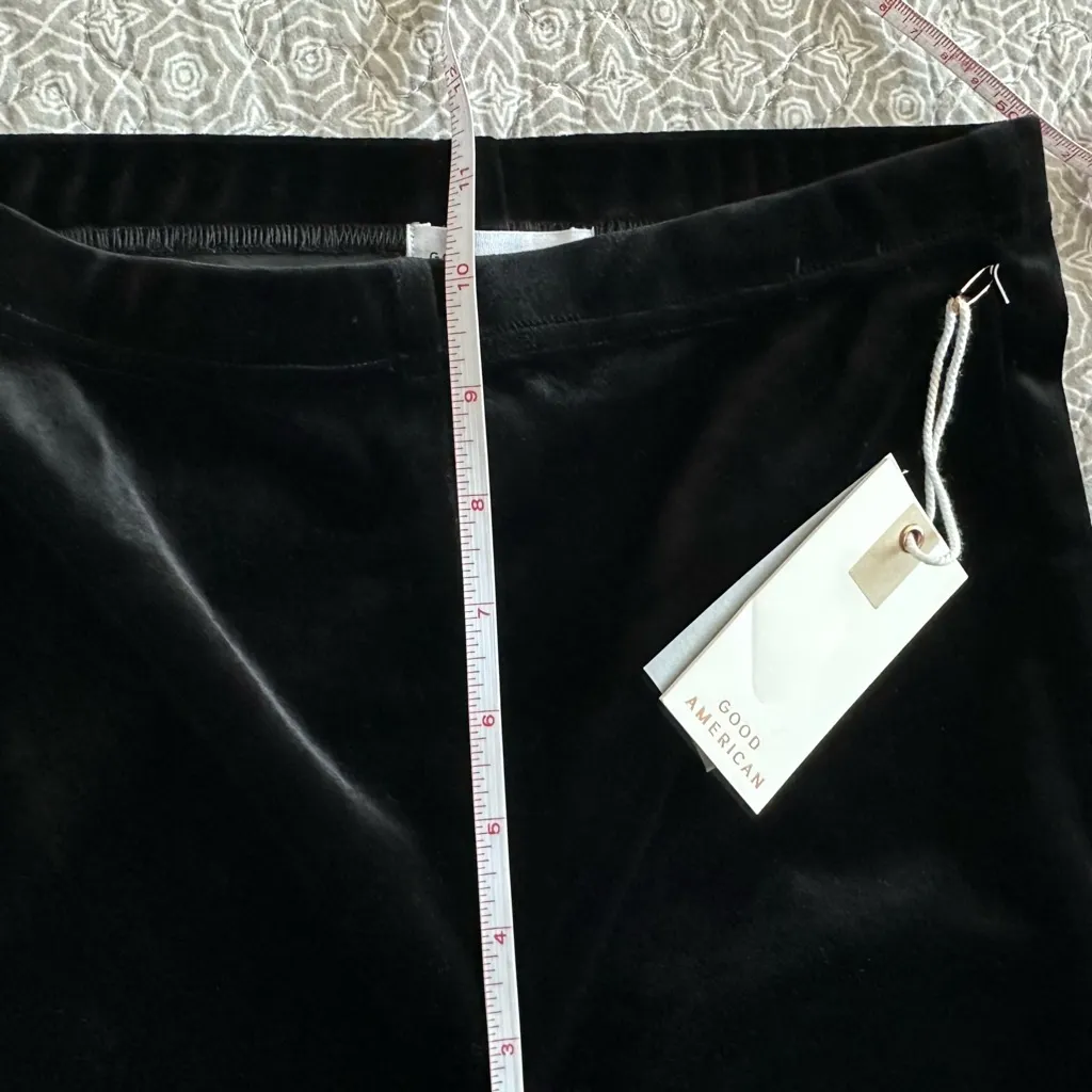 NEW! Good American Black Velvet Velour Full Length Leggings Holiday Size S - Image 9