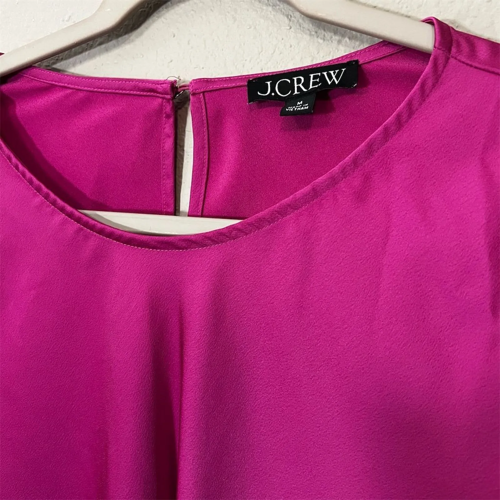 J.Crew Pink Bell Sleeve Satin Blouse Size Medium Top Business Career - Image 4