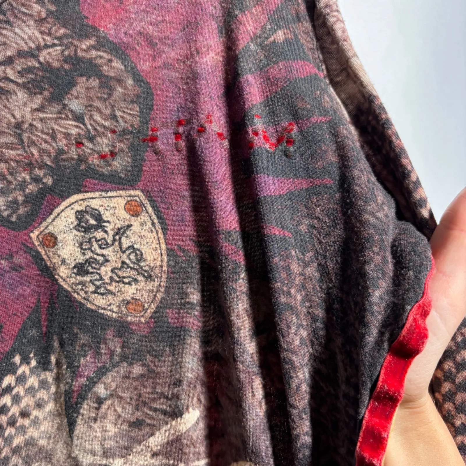 Sportalm Kitzbuhel Womens Graphic Print Long Sleeve Shirt Y2K Floral‎ XXL SEE Brown - Image 8