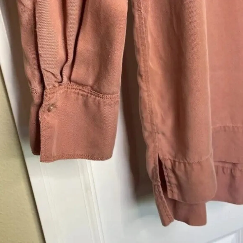 Lou & Grey Blush Collared Long Sleeve Blouse High Low‎ Size Small - Image 4