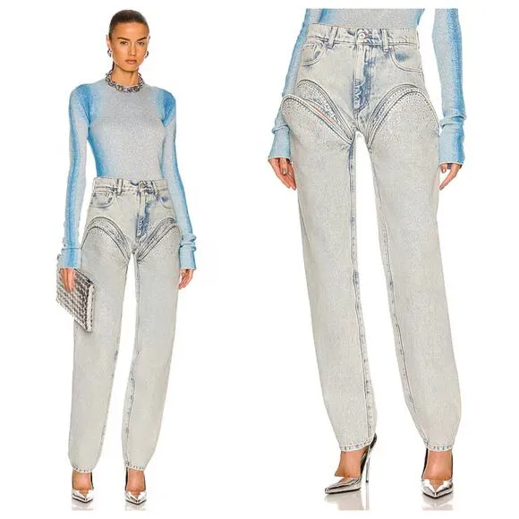 Y/PROJECT Cutout Rhinestone Skinny Blue Size 24 - Image 2