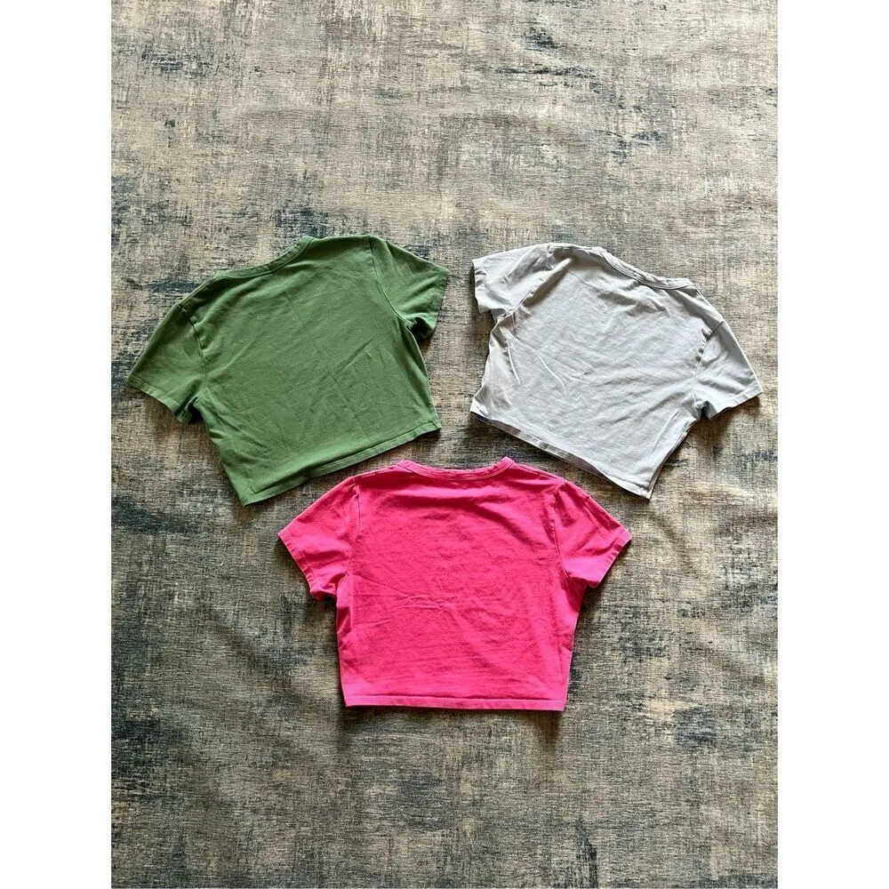 Cotton On Green Blue Pink Mini Lot of 3 Crop Tops Women's Medium - Image 2
